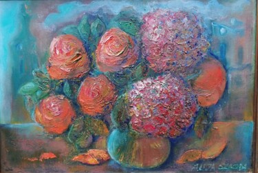 Pintura titulada "Kwiaty z Przemyśla" por Alicja Szajda, Obra de arte original, Oleo
