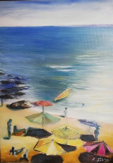 Peinture intitulée "Plaża" par Alicja Szajda, Œuvre d'art originale, Huile