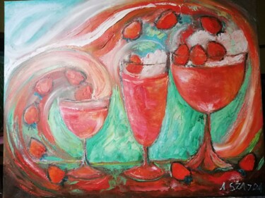 Malarstwo zatytułowany „Niebiańskie galaret…” autorstwa Alicja Szajda, Oryginalna praca, Olej