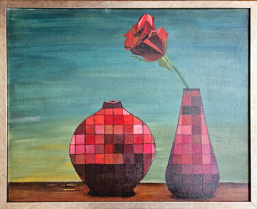 Schilderij getiteld "Geometric Still Lif…" door Alida Velea, Origineel Kunstwerk, Olie