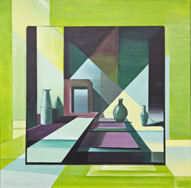 Painting titled "Green" by Alida Velea, Original Artwork, Oil