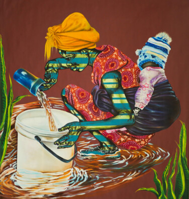 Peinture intitulée "Ma source dorée" par Alida Ymelé, Œuvre d'art originale, Acrylique Monté sur Châssis en bois