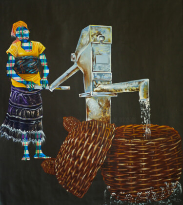 Schilderij getiteld "Water Digger" door Alida Ymelé, Origineel Kunstwerk, Acryl