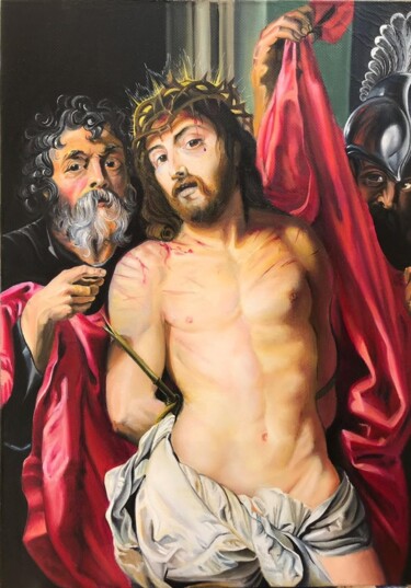 Painting titled "Reproduction: Jesus…" by Alik Mkrtichyan, Original Artwork, Oil