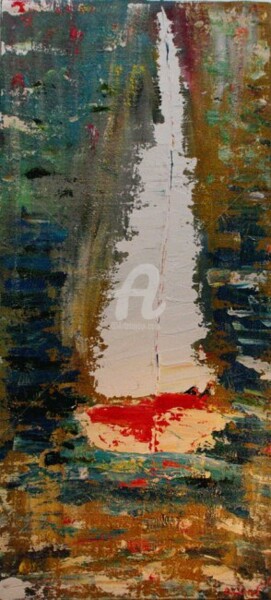 Картина под названием "Yacht in Sunset  20…" - Alik Vetrof, Подлинное произведение искусства, Масло