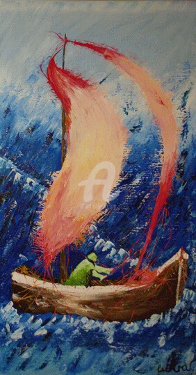 Painting titled "Decuman Wave artist…" by Alik Vetrof, Original Artwork, Oil