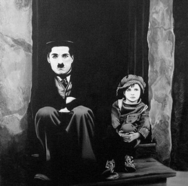 Картина под названием "Чарли и Малыш" - Алиханов, Подлинное произведение искусства, Масло