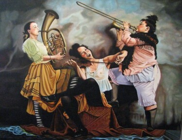 Pittura intitolato "Оркестр Яна Саудека" da Alikhanov, Opera d'arte originale, Altro