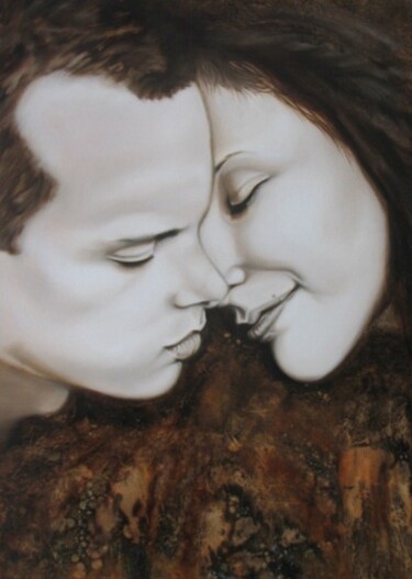 Картина под названием "Любовь моего сына" - Алиханов, Подлинное произведение искусства, Масло