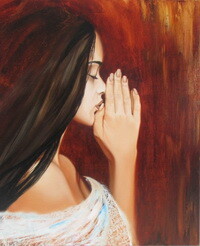 Картина под названием "Молитва" - Алиханов, Подлинное произведение искусства, Масло