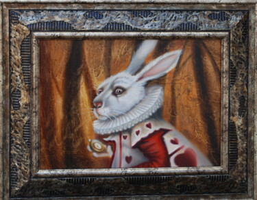 Schilderij getiteld ""White Bunny" based…" door Alikhanov, Origineel Kunstwerk, Olie