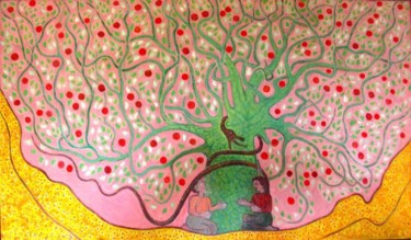 Peinture intitulée "L'arbre au fruits i…" par Ali Koussa, Œuvre d'art originale