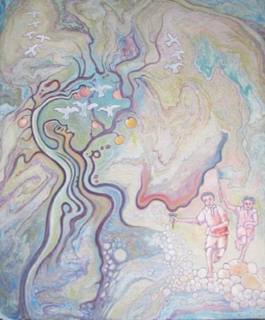 Painting titled "La course de l'espo…" by Ali Koussa, Original Artwork