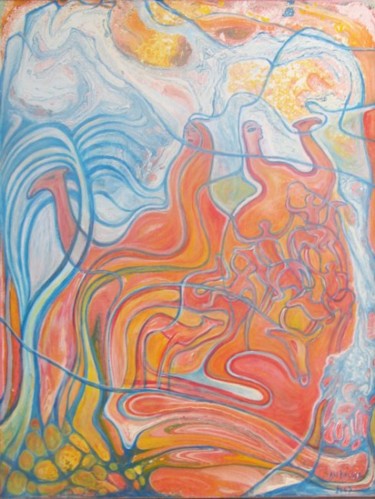 Peinture intitulée "Les égarés du désert" par Ali Koussa, Œuvre d'art originale