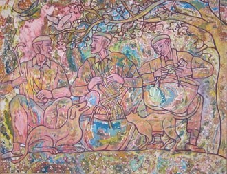 Painting titled "La vieillesse" by Ali Koussa, Original Artwork
