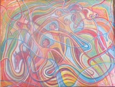Peinture intitulée "Trois soldats une f…" par Ali Koussa, Œuvre d'art originale, Huile