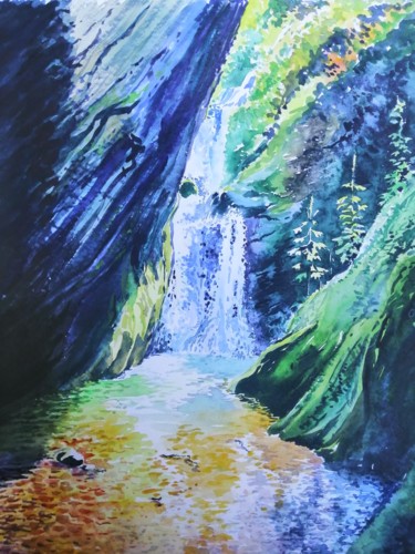 Ζωγραφική με τίτλο "Водопад "Эстюба"" από Майя Камалдинова, Αυθεντικά έργα τέχνης, Ακουαρέλα