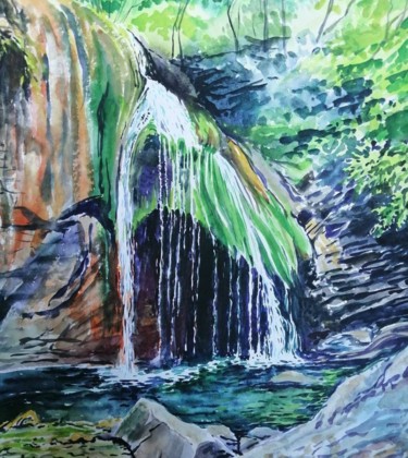 Ζωγραφική με τίτλο "Водопад "Джур-Джур"" από Майя Камалдинова, Αυθεντικά έργα τέχνης, Ακουαρέλα