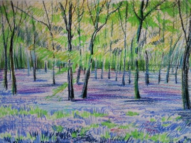Pintura titulada "Весенний лес" por Maiia Kamaldinova, Obra de arte original, Pastel