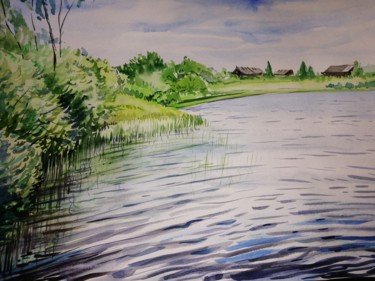 Картина под названием "Ладвинское озеро" - Майя Камалдинова, Подлинное произведение искусства, Акварель