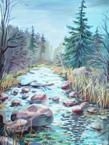 Картина под названием "Северная речка" - Майя Камалдинова, Подлинное произведение искусства, Масло