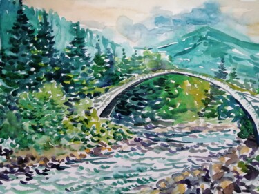 「Горная речка」というタイトルの絵画 Майя Камалдиноваによって, オリジナルのアートワーク, 水彩画