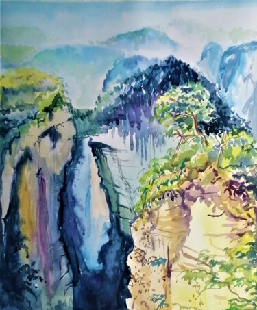 Peinture intitulée "Китай.  Национальны…" par Maiia Kamaldinova, Œuvre d'art originale, Aquarelle