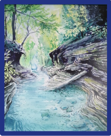 Schilderij getiteld "Каньон реки Бешенка" door Maiia Kamaldinova, Origineel Kunstwerk, Aquarel