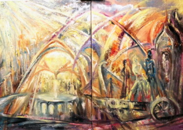 Pintura titulada "Диптих. Над небом г…" por Alina Asanova, Obra de arte original, Oleo