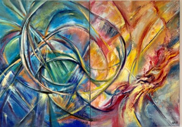Ζωγραφική με τίτλο "Диптих. Лед и Пламя…" από Alina Asanova, Αυθεντικά έργα τέχνης, Λάδι