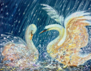 Картина под названием "Лебединая верность" - Alina Asanova, Подлинное произведение искусства, Масло