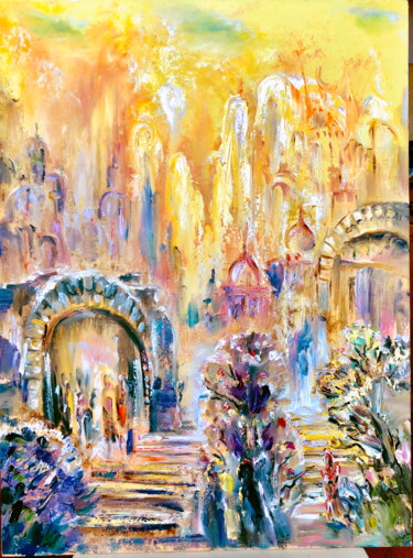 Картина под названием "Солнечный город" - Alina Asanova, Подлинное произведение искусства, Масло