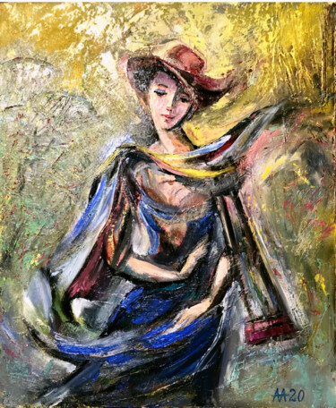 Картина под названием "На прогулке" - Alina Asanova, Подлинное произведение искусства, Масло