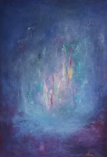 Painting titled "Supernova" by Alina Axane, Original Artwork, Oil Mounted on Wood Stretcher frame