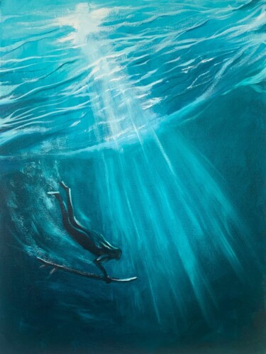 Painting titled "Surfing" by Alina Batiuta, Original Artwork, Oil