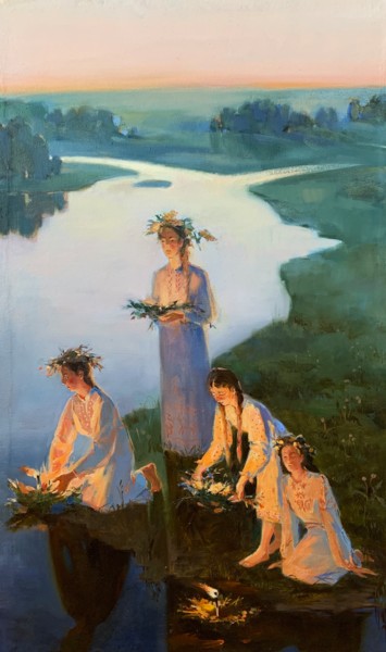 Malerei mit dem Titel "На Ивана купалу" von Alina Bugleeva, Original-Kunstwerk, Öl