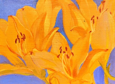 Картина под названием "Лилии2" - Алина Буглеева, Подлинное произведение искусства, Масло Установлен на Деревянная рама для н…