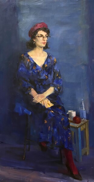 Painting titled "Blue girl" by Alina Bugleeva, Original Artwork, Oil