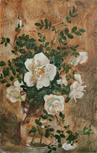 Painting titled "Flowers" by Alina Bugleeva, Original Artwork, Oil