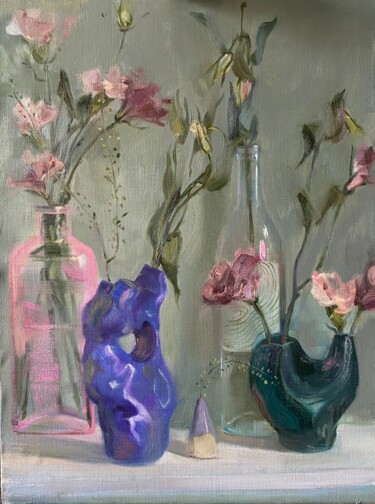 Painting titled "Flower" by Alina Bugleeva, Original Artwork, Oil