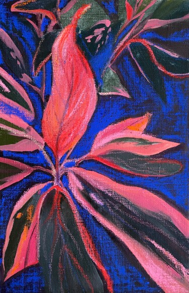 Painting titled "Neon flowers" by Alina Bugleeva, Original Artwork, Oil Mounted on Wood Stretcher frame