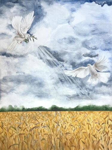 Peinture intitulée "Peace" par Alina Buslova, Œuvre d'art originale, Aquarelle