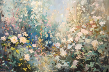 Εκτυπώσεις & Χαρακτικά με τίτλο "Tranquil Blossoms:…" από Alina Chalaya, Αυθεντικά έργα τέχνης, Χαρακτικά σε λινόλαιο