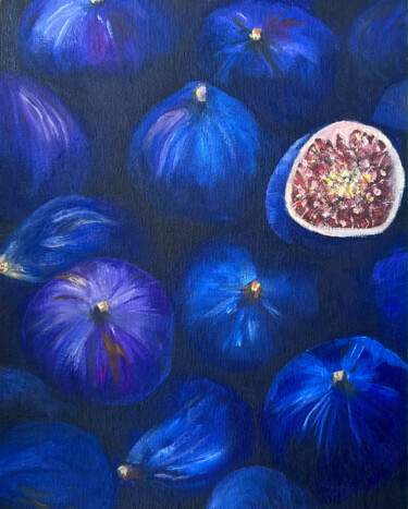 Painting titled "Midnight Harvest" by Alina Chalaya, Original Artwork, Oil Mounted on Cardboard