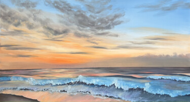 Malarstwo zatytułowany „Sundown glow” autorstwa Alina Chalaya, Oryginalna praca, Olej Zamontowany na Drewniana rama noszy