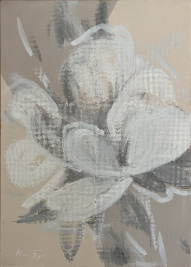 Картина под названием "Magnolia flover" - Alina Fayzi, Подлинное произведение искусства, Акрил Установлен на Деревянная рама…