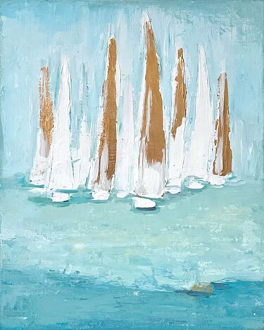 Pintura titulada "Seascape with yachts" por Alina Fayzi, Obra de arte original, Acrílico