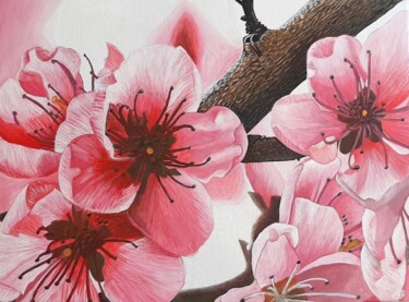 Картина под названием "Цветущая сакура" - Алина Гарифуллина, Подлинное произведение искусства, Акрил