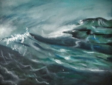 Картина под названием "Волны" - Alina Gelman, Подлинное произведение искусства, Масло