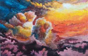 Картина под названием "Небеса" - Alina Gelman, Подлинное произведение искусства, Масло